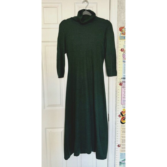 Peruvian Connection Alpaca Dress Women’s Small Dark Green 3/4 Sleeves Midi - Picture 1 of 13